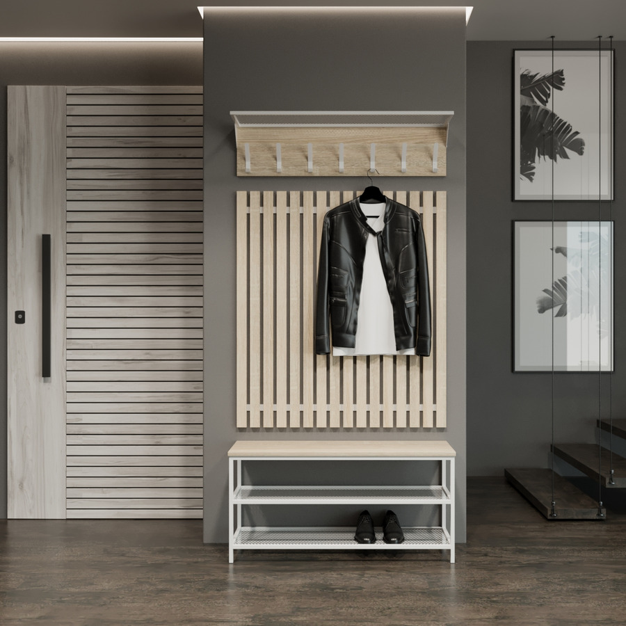 

Прихожая Fenster Эмбер 4 990 Белая ДСП дуб сонома