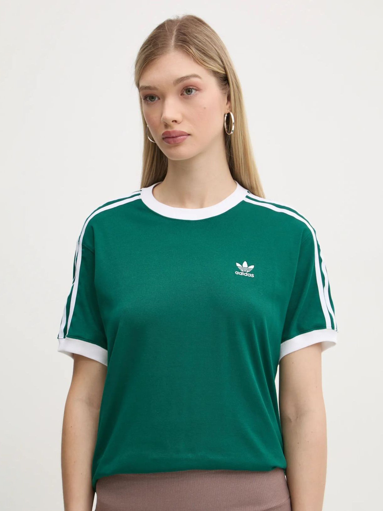 Акція на Футболка бавовняна жіноча Adidas 3 Stripe Tee JD4571 XS Cgreen від Rozetka