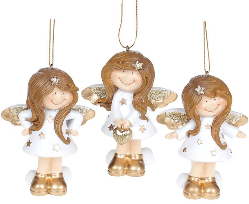 

Набор 3 подвесные фигурки Ангелочек Whiteamp;Gold 7.5х5.5х10см Bona BD-559-507