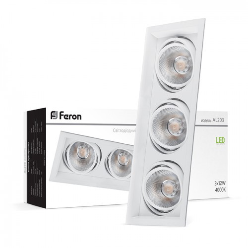 

Карданный светильник Feron AL203 3xCOB 12W белый