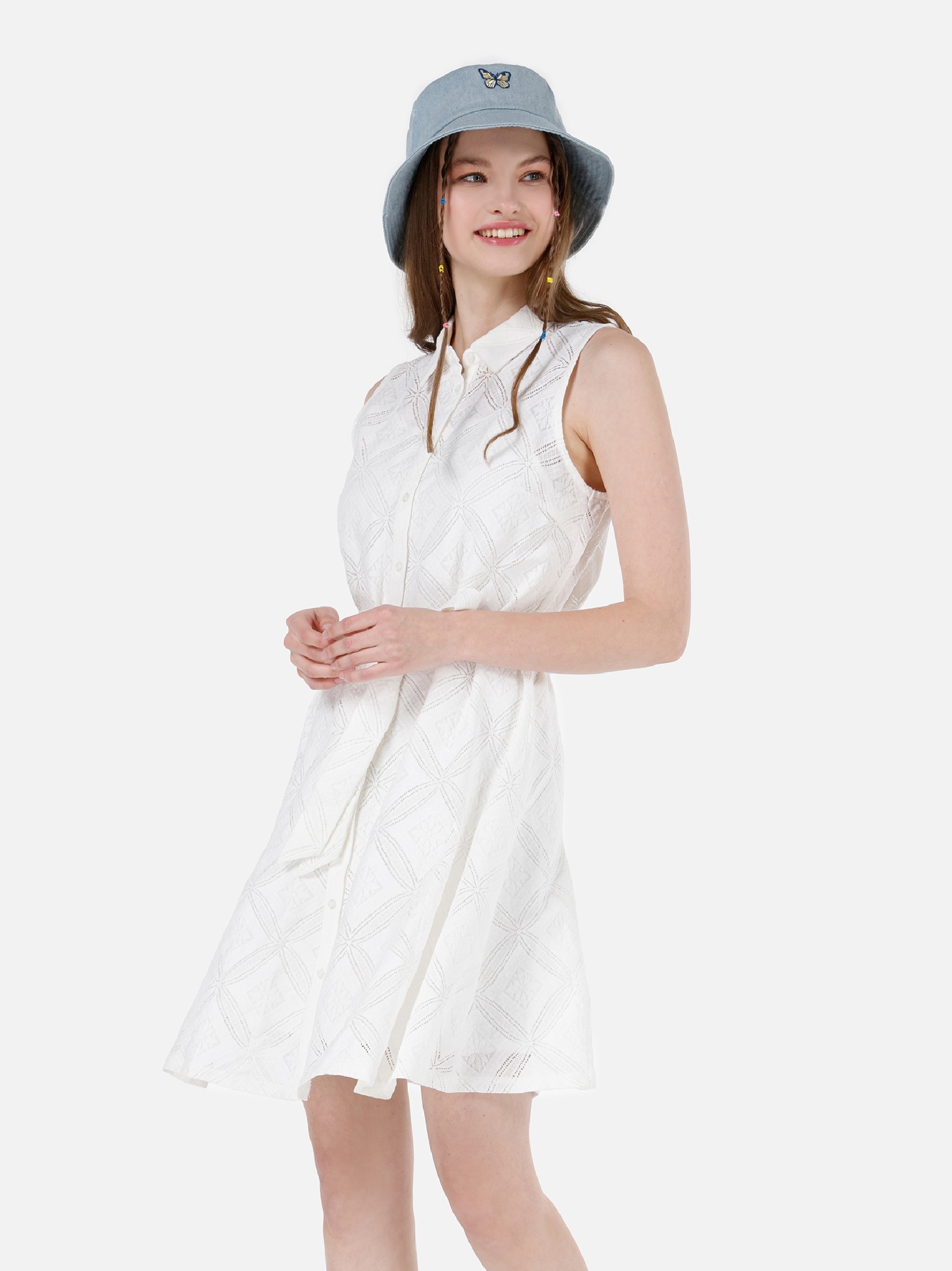 Акція на Сукня-сорочка коротка літня жіноча Colin's CL1068980OFW L Off White від Rozetka