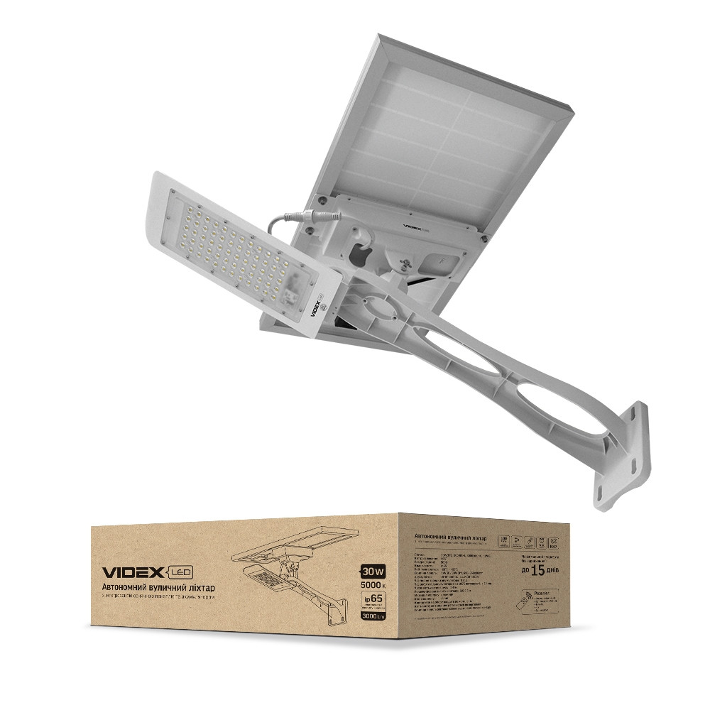 

LED фонарь уличный автономный VIDEX 30W 5000K