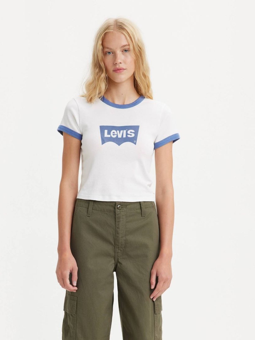 Акція на Футболка бавовняна жіноча Levi's 459683747 XL Біла з принтом від Rozetka