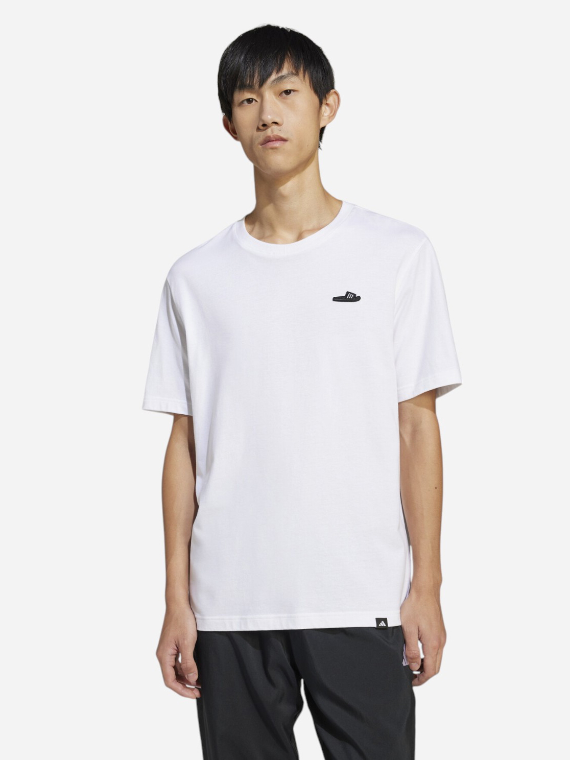 Акція на Футболка бавовняна довга чоловіча Adidas M L Slide Tee JJ4002 XL White від Rozetka