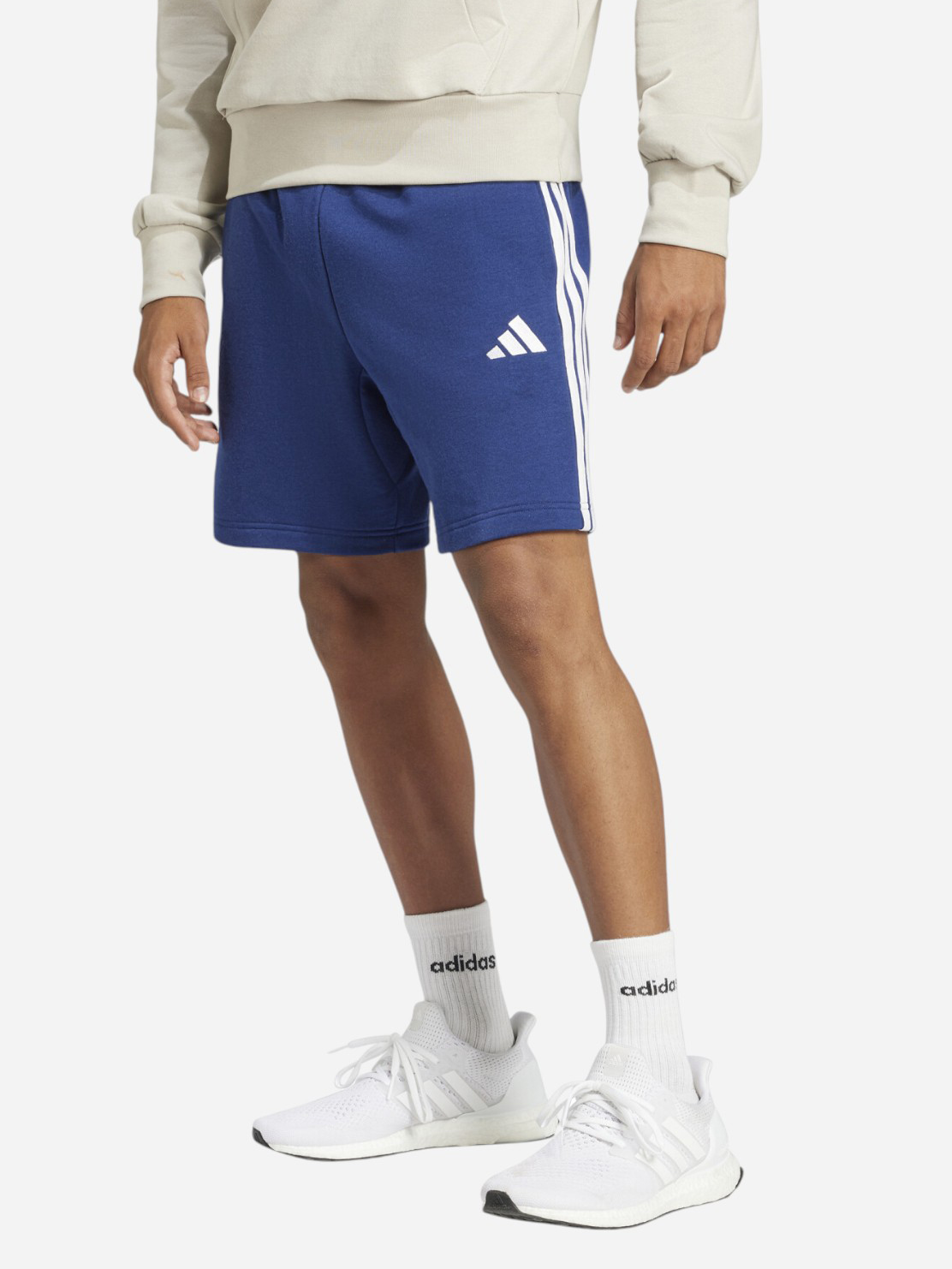 Акція на Шорти бавовняні короткі чоловічі Adidas M 3S Ft Sho JE6417 S Dkblue/White від Rozetka