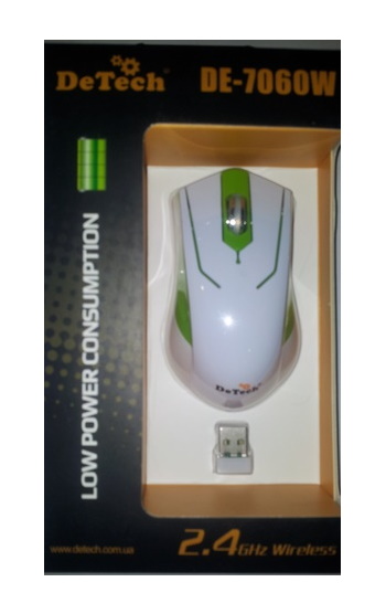 

Мишка Detech DE-7060W Білий/ Зелений