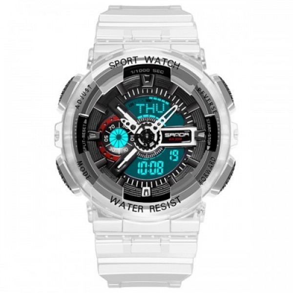 

Мужские кварцевые часы Sanda Black наручные спортивные на пластиковом ремешке + коробка (1044-0023)