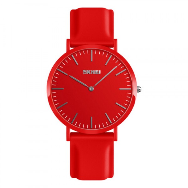

Женские кварцевые часы Skmei Red наручные классические на пластиковом ремешке + коробка (1080-0171)