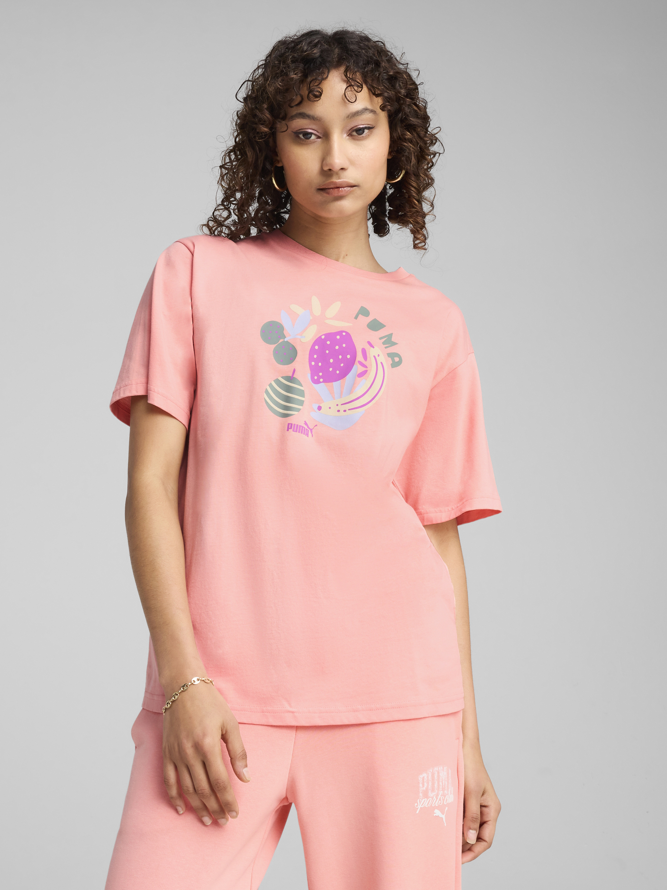 Акція на Футболка бавовняна жіноча Puma Graphics Relaxed Fruity Tee 68508518 M Pink Fruit від Rozetka