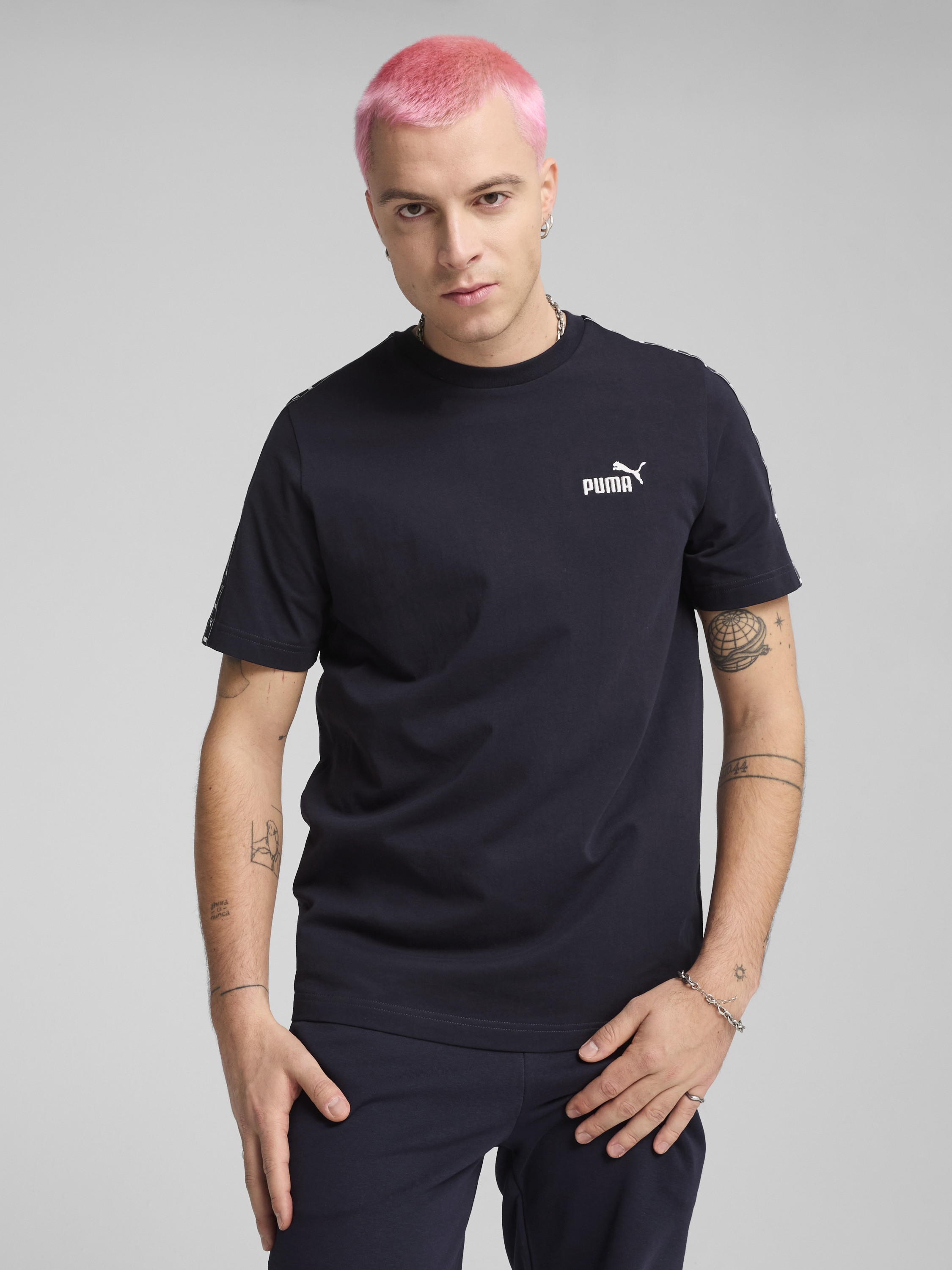 Акція на Футболка бавовняна чоловіча Puma Ess Tape Tee 68467416 XL New Navy від Rozetka