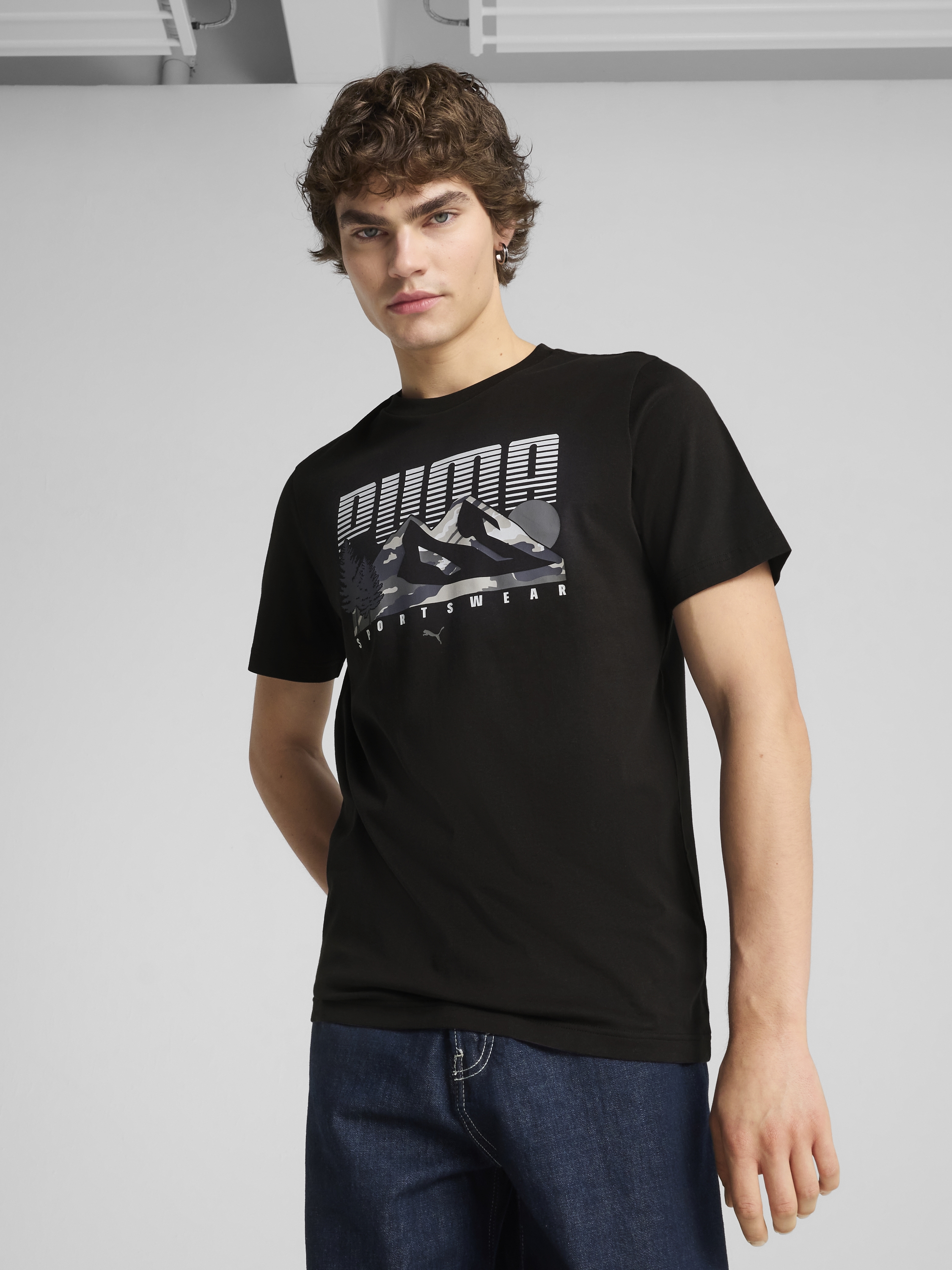 Акція на Футболка бавовняна чоловіча Puma Graphics Mountain Tee 68482801 M Black від Rozetka