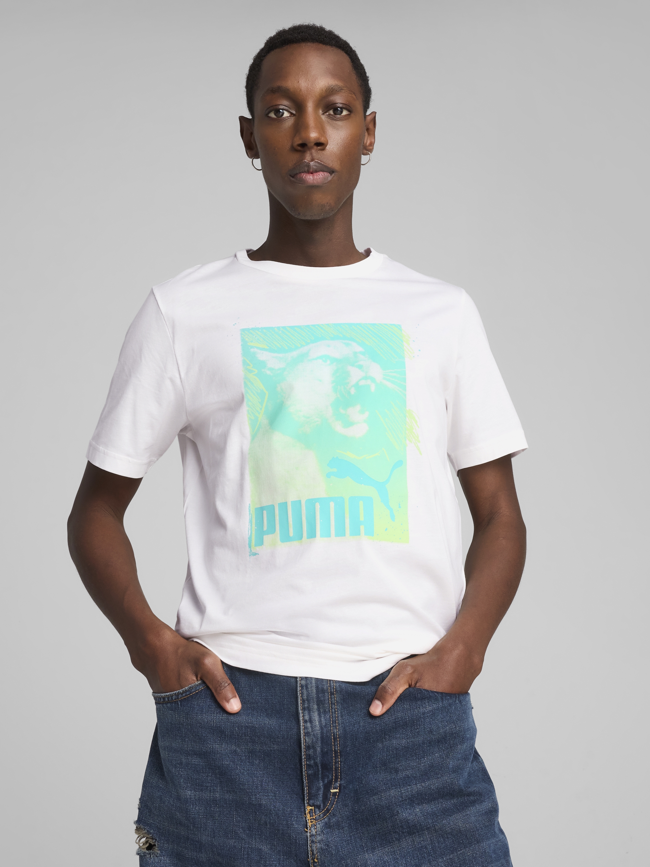 Акція на Футболка бавовняна чоловіча Puma Graphics Photoprint Tee 68483602 L White від Rozetka