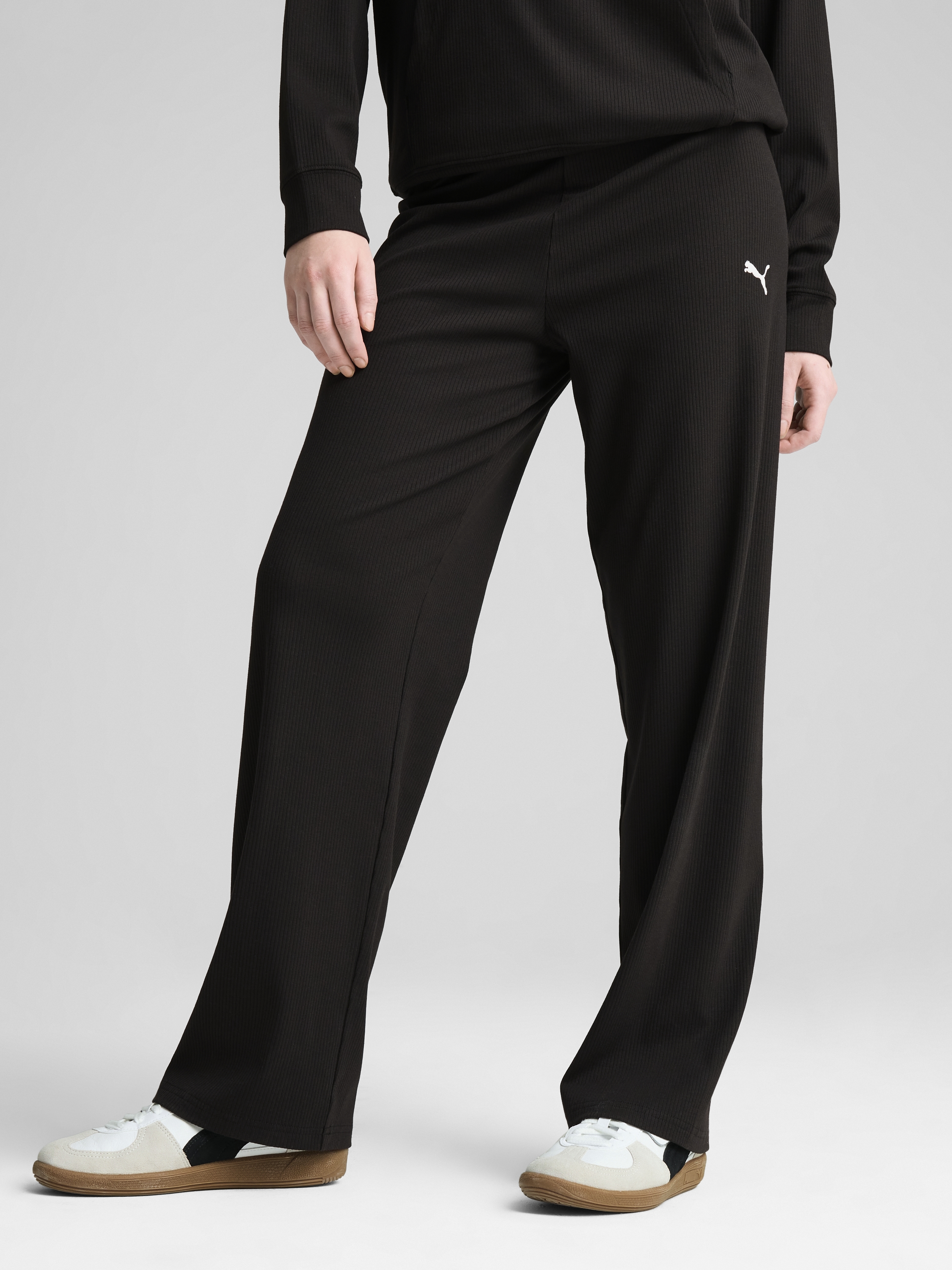 Акція на Спортивні штани жіночі Puma Ess Elevated High-Waist Straight Leg Rib Pant 68502501 XL Black від Rozetka