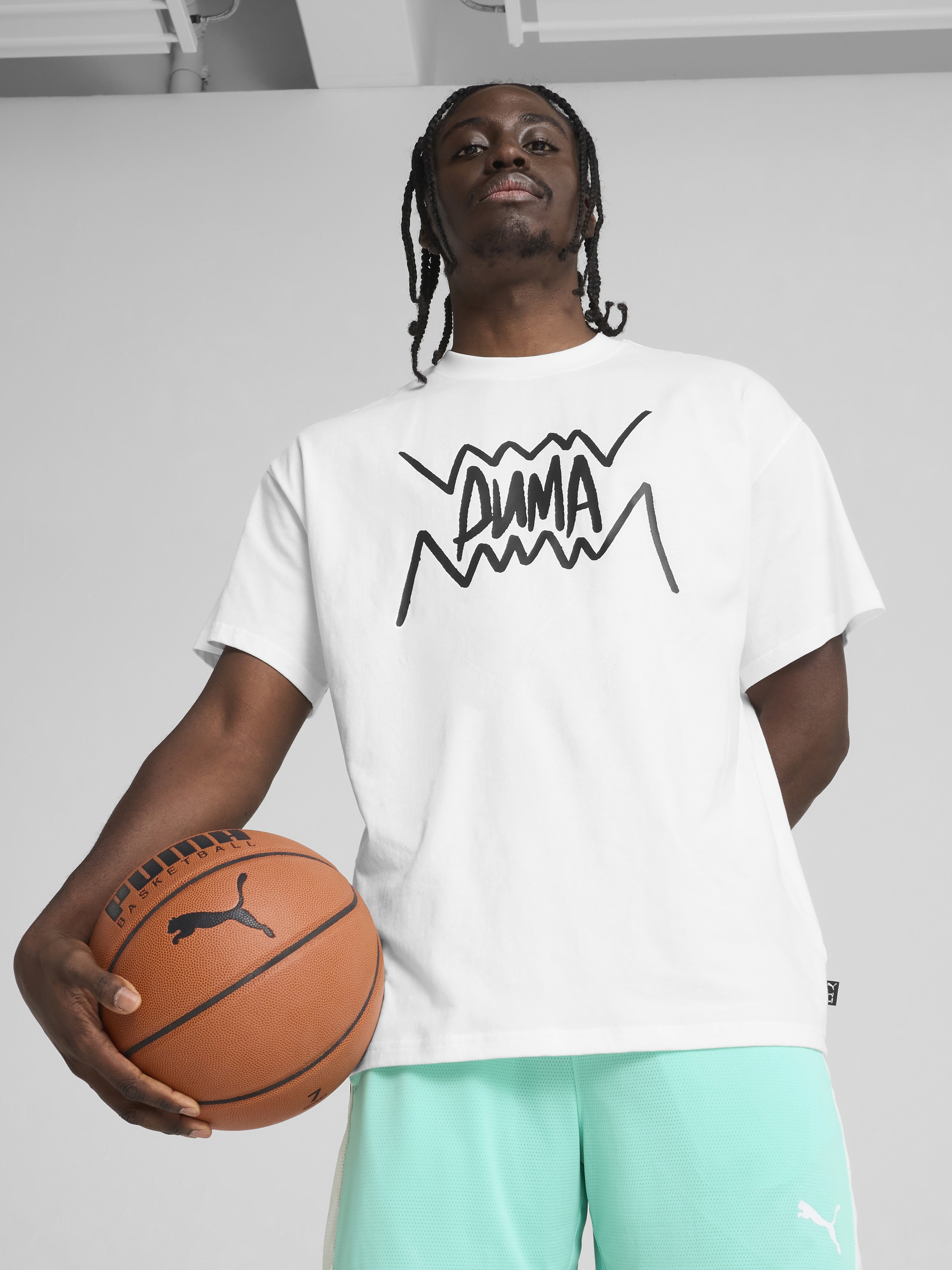 Акція на Футболка бавовняна довга чоловіча Puma Jaws Core Tee I 63049202 XL White з принтом від Rozetka