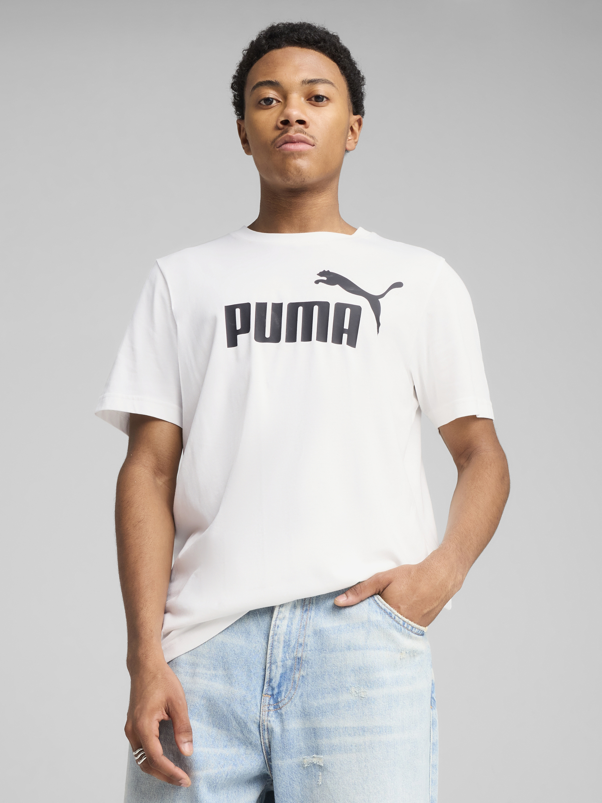 Акція на Футболка бавовняна довга чоловіча Puma Ess No. 1 Logo Tee 68253202 2XL White з принтом від Rozetka