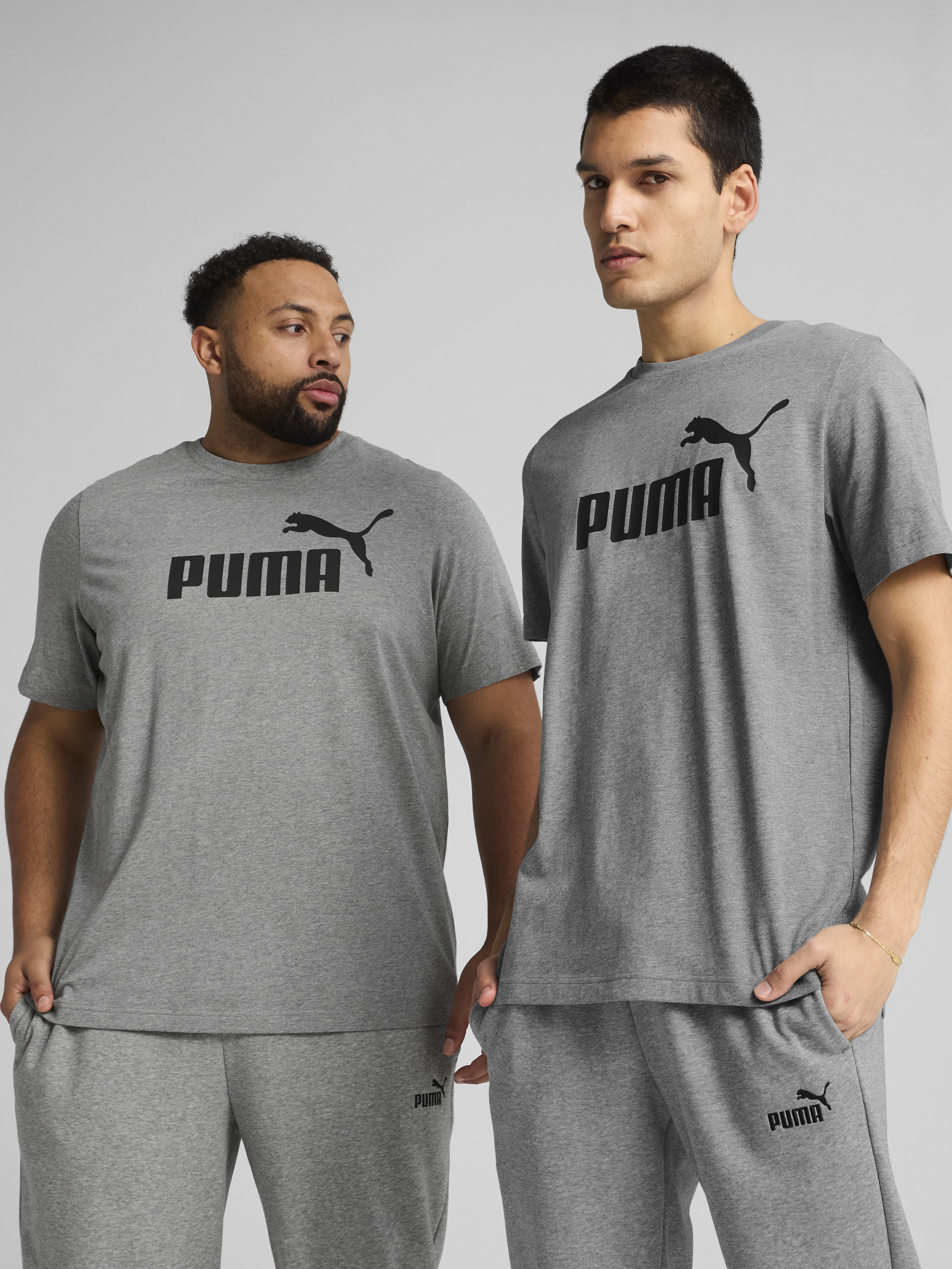 Акція на Футболка бавовняна довга чоловіча Puma Ess No. 1 Logo Tee 68253203 M Medium Gray Heather з принтом від Rozetka