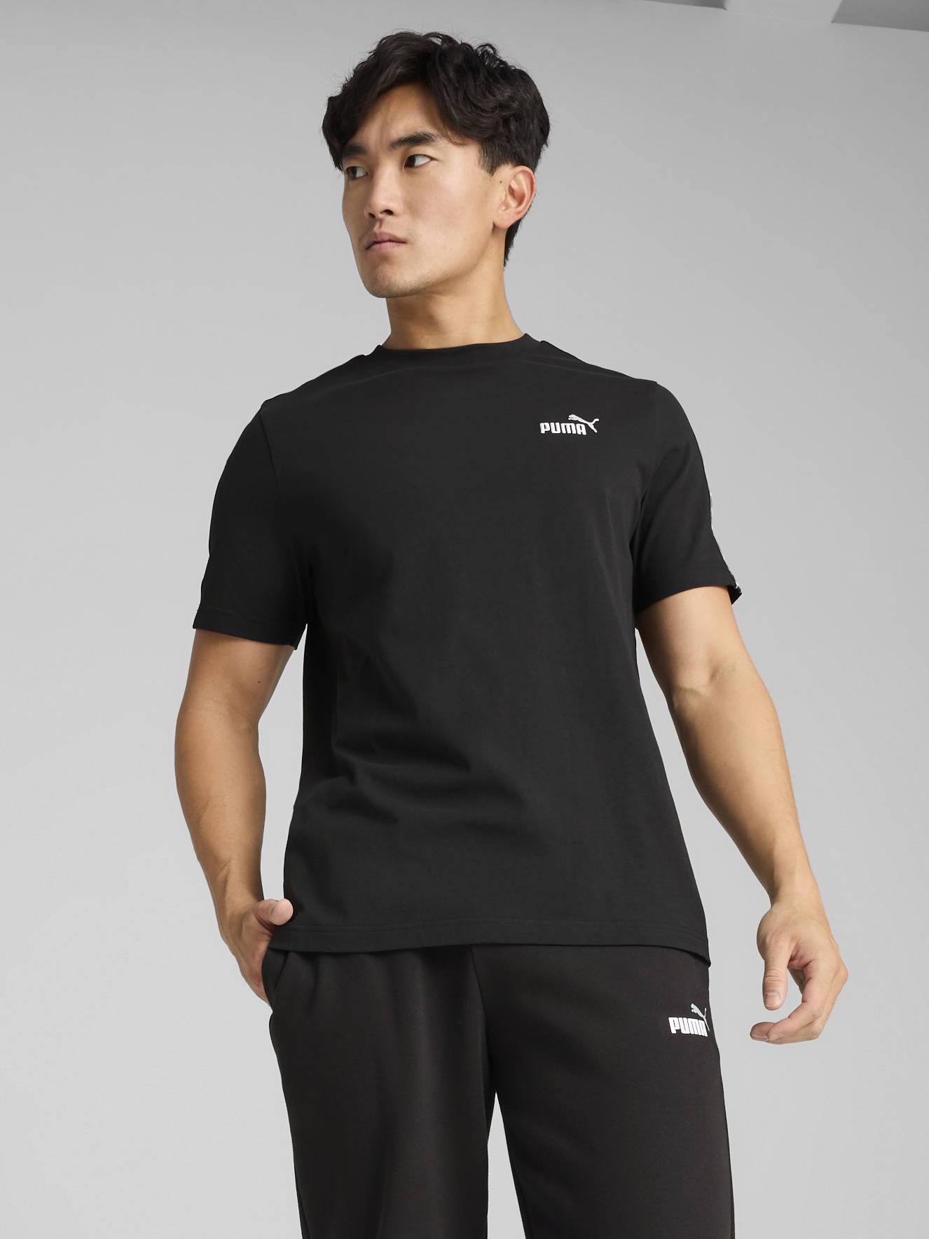 Акція на Футболка бавовняна довга чоловіча Puma Ess Tape Tee 68467401 XL Black від Rozetka