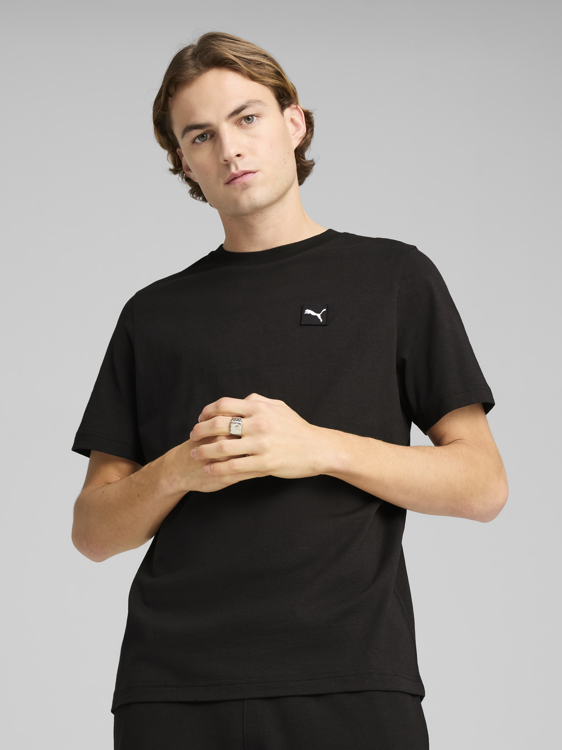 Акція на Футболка бавовняна довга чоловіча Puma Ess Elevated Tee 68472601 L Black від Rozetka