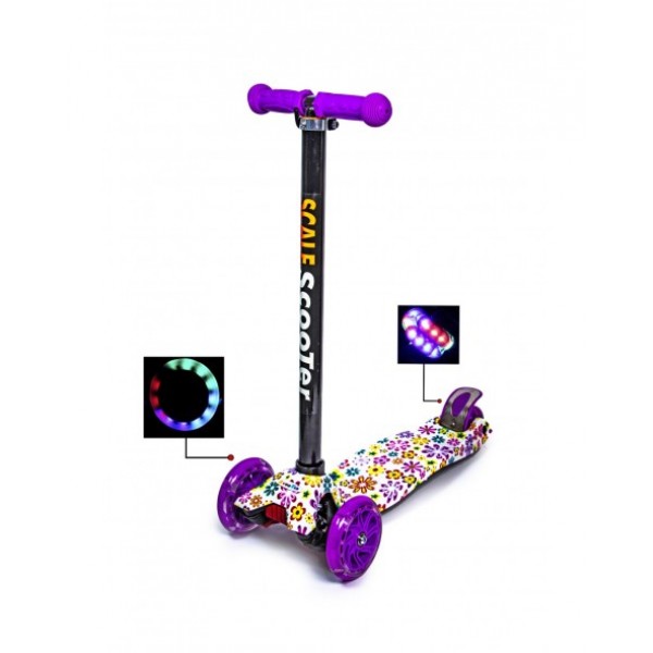 

Детский трехколесный самокат Best Scooter MAXI Violet Flowers 120 мм светящиеся колеса