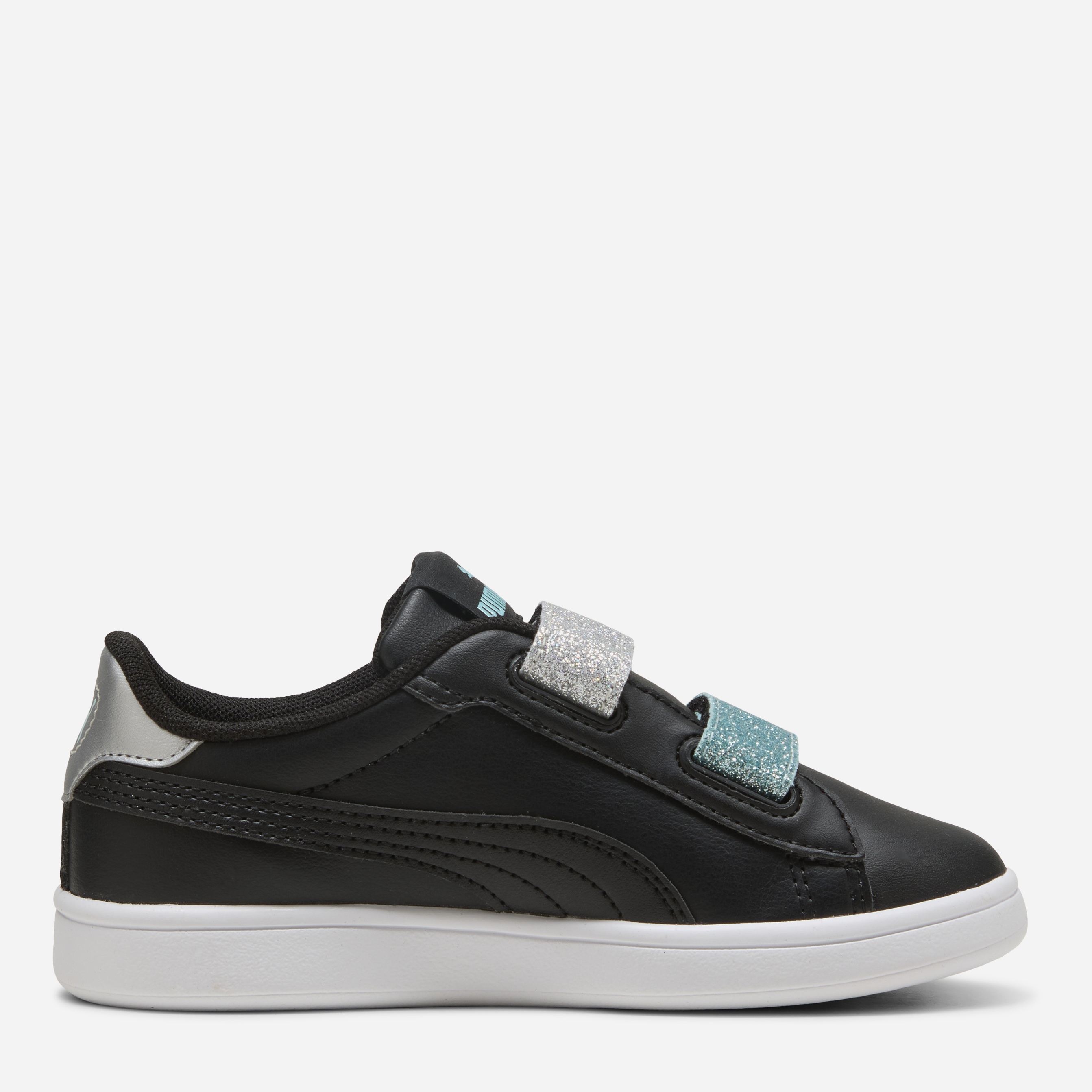 Акція на Дитячі кеди для дівчинки Puma Smash 3.0 L Glitter Velcro V 39560905 29 Black-Safe Lake-Silver від Rozetka