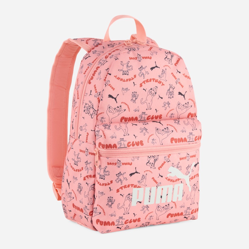 Акція на Рюкзак спортивний тканинний 10л вміщує формат А4 Puma Phase AOP Small Backpack 91324-02 Pink Fruit-stretchy Cat AOP від Rozetka