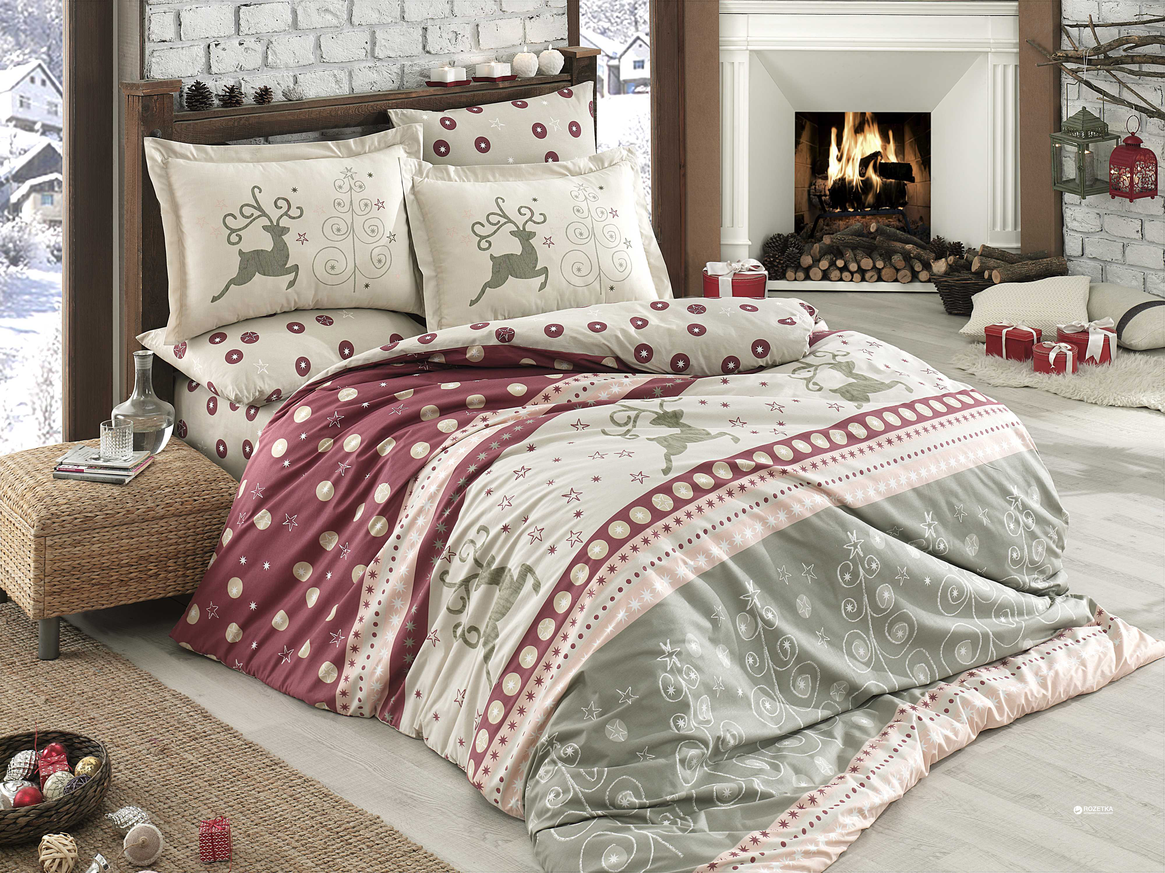 

Комплект постельного белья Hobby Poplin Ludovica 160x220 Бордовый