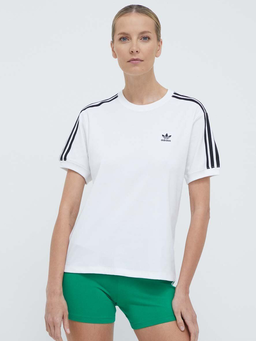 Акція на Футболка бавовняна жіноча Adidas 3 Stripe Tee IR8051 2XL White від Rozetka