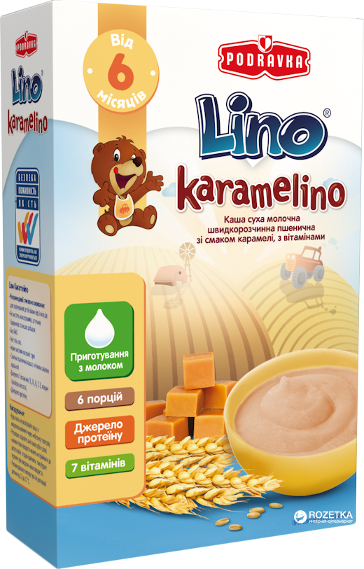 Молочная каша Lino Karamelino Пшеничная со вкусом карамели от 6 мес 200 ...