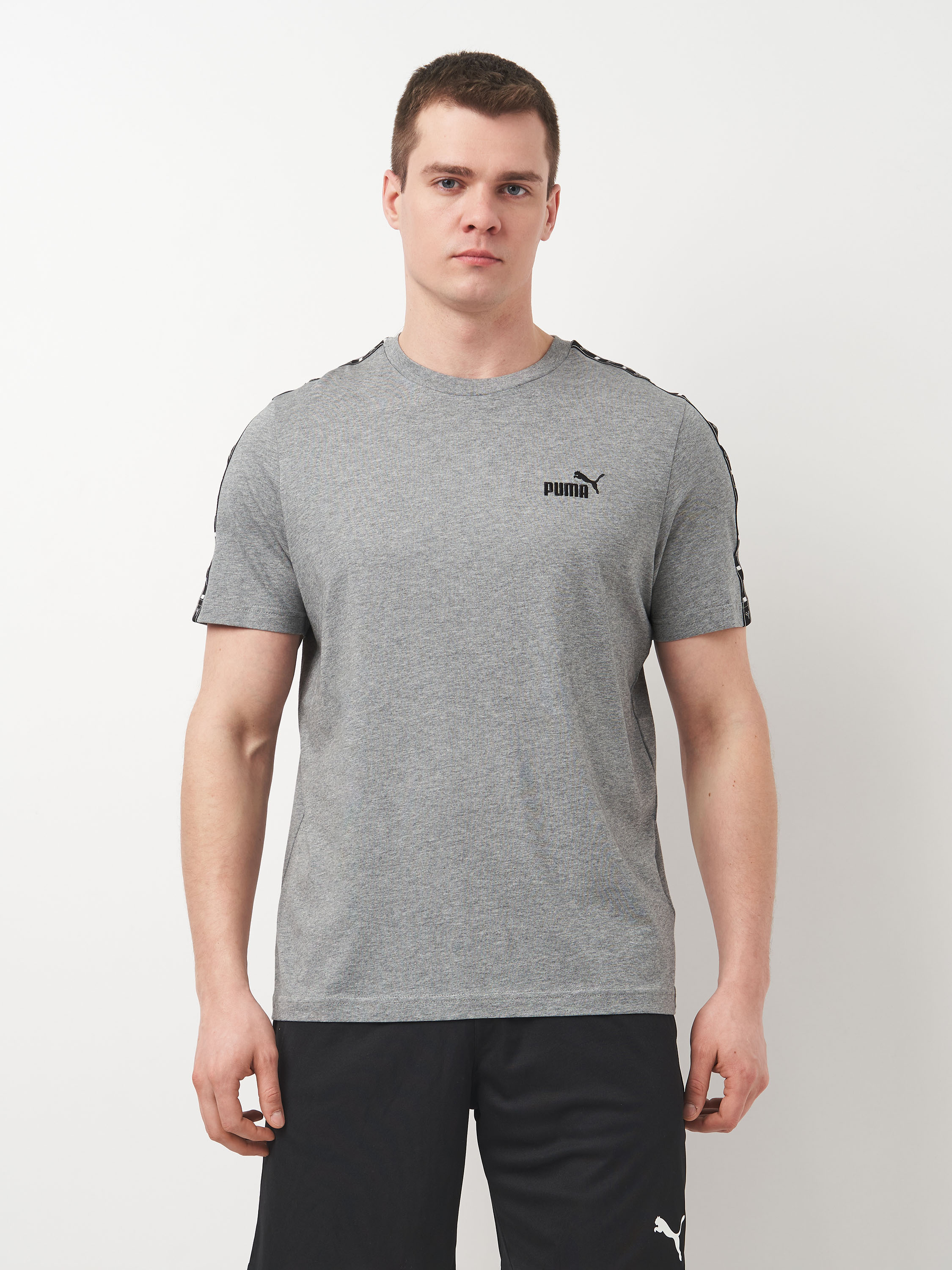 Акція на Футболка бавовняна чоловіча Puma Ess Tape Tee 68467403 S Medium Gray Heather від Rozetka