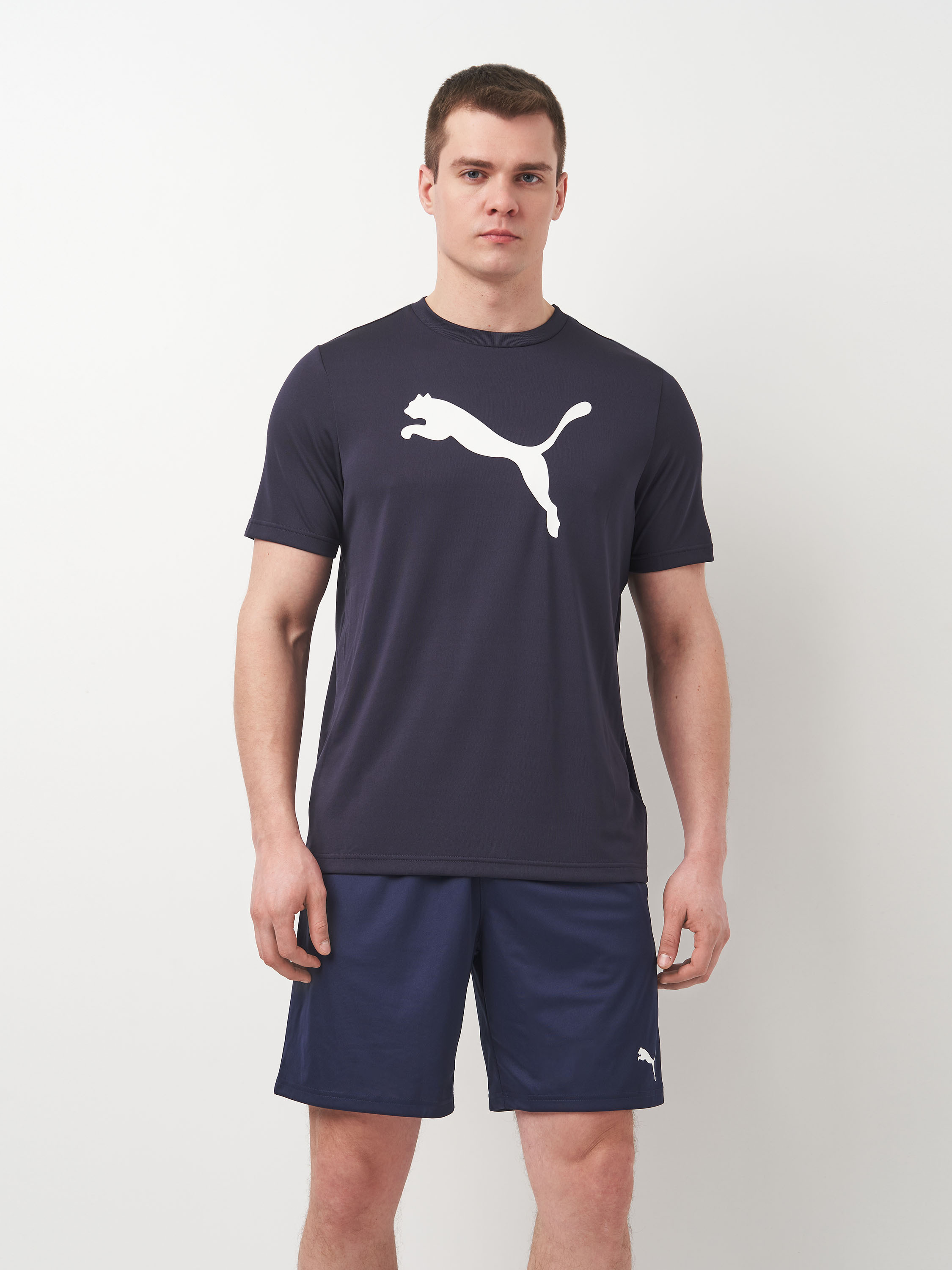 Акція на Футболка довга чоловіча Puma Ess Poly Tee 68254016 L New Navy з принтом від Rozetka