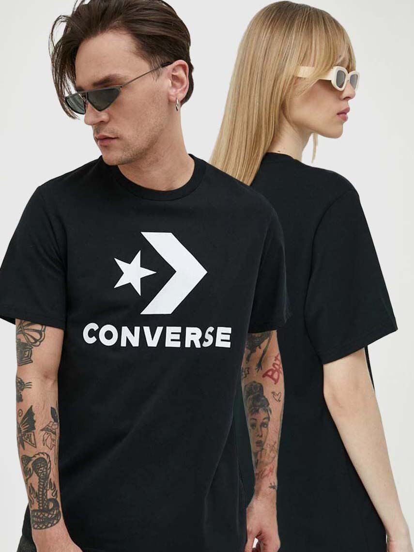 Акція на Футболка бавовняна довга чоловіча Converse Star Chevron Tee 10025458-001 L Black від Rozetka