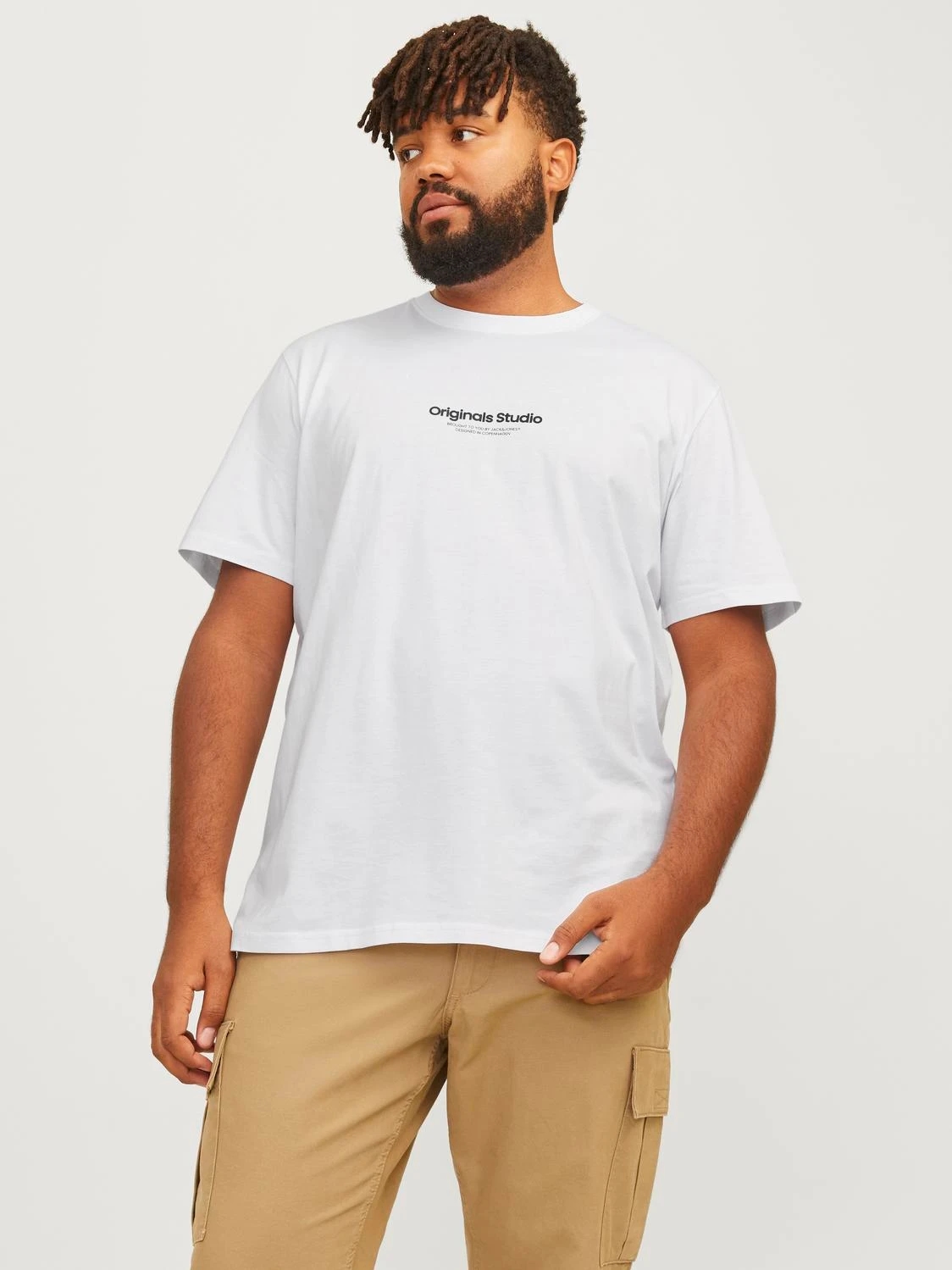 Акція на Футболка бавовняна довга чоловіча Jack & Jones 12248177 5XL Біла від Rozetka