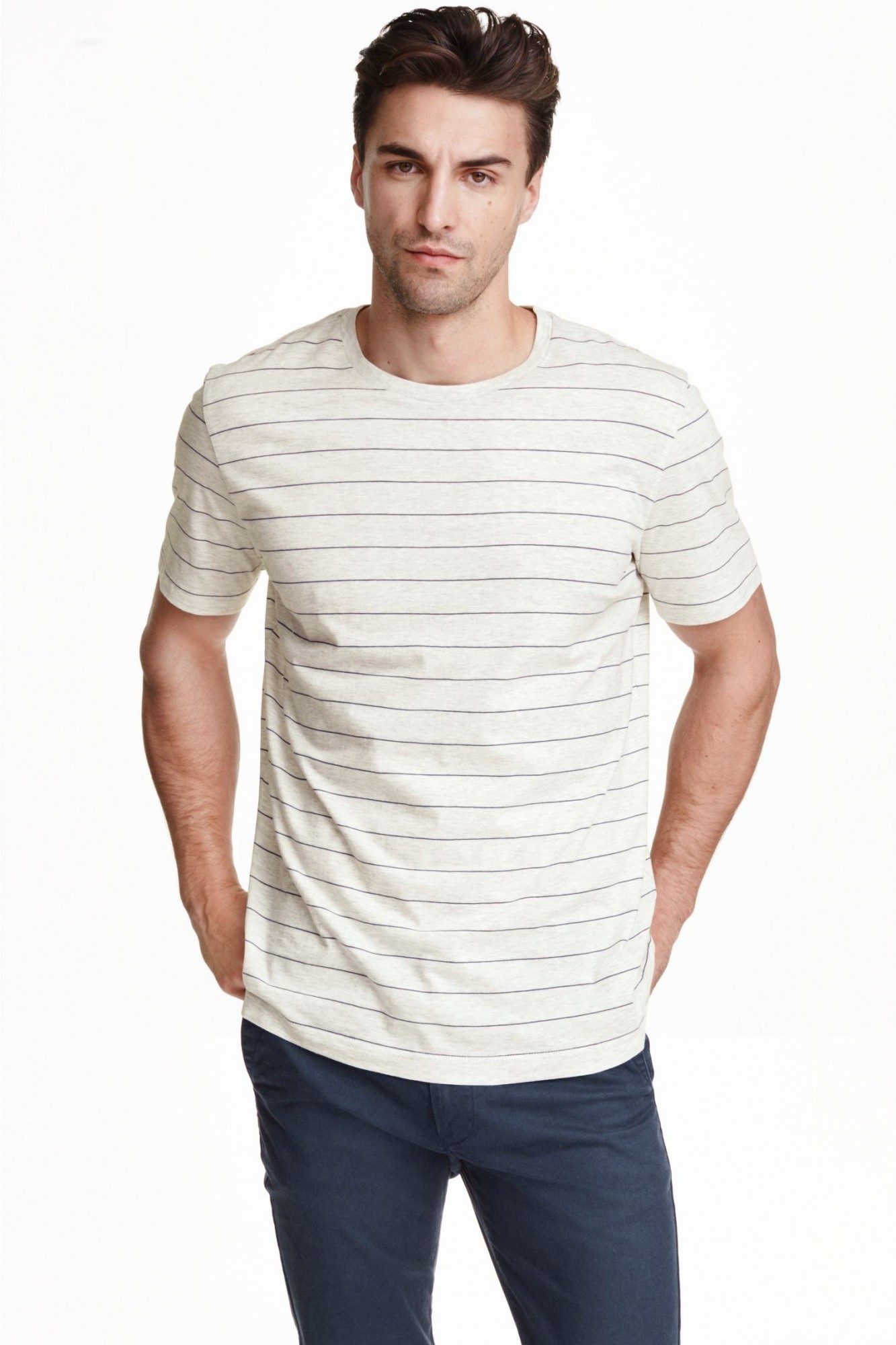 

Футболка H&M S серый меланж в полоску 3184843RP11