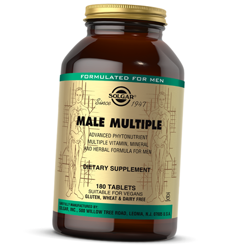 

Витамины для мужчин, Male Multiple, Solgar 180таб (36313018)