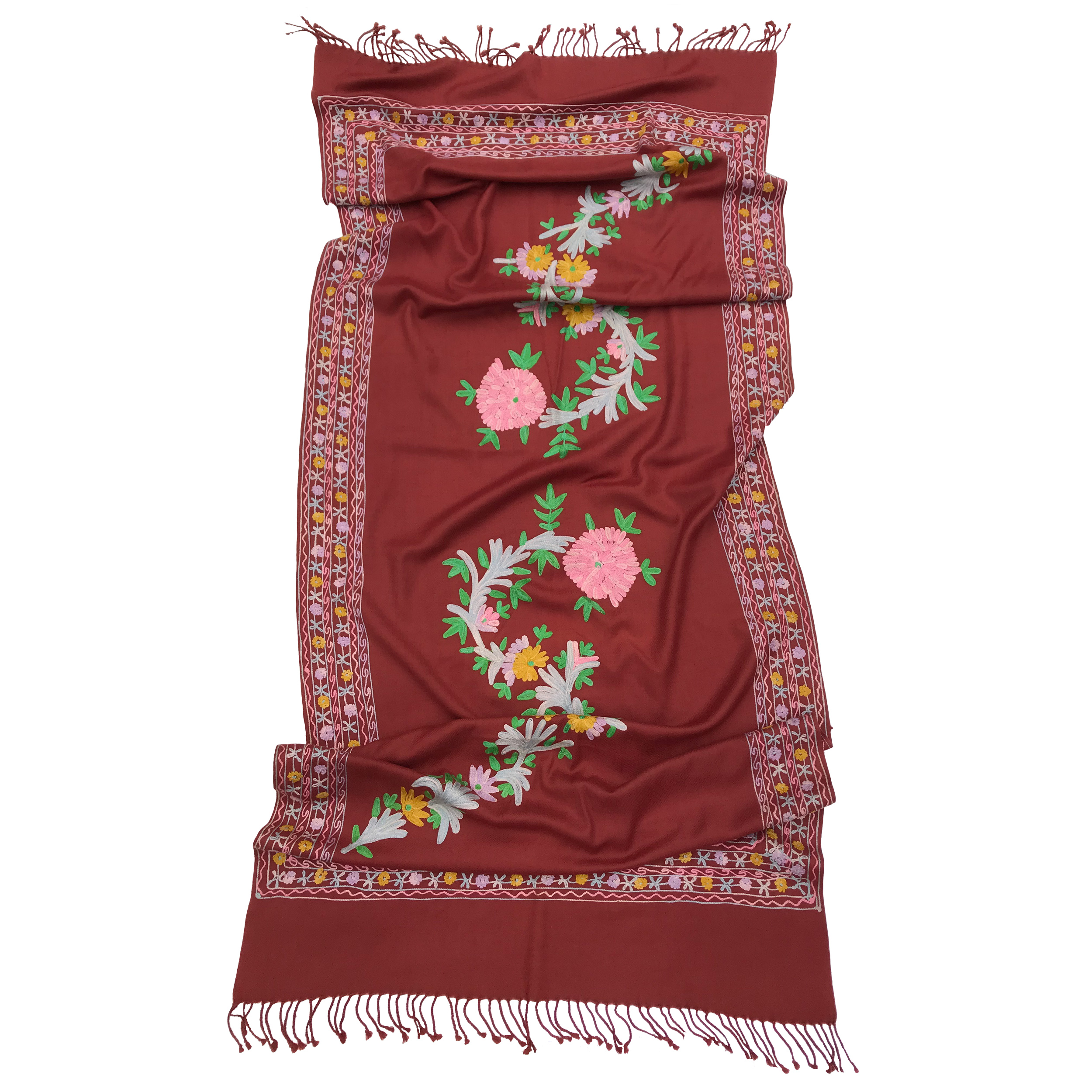 

Шаль шарф Silk Route a-522 Rouge шерсть вышитая шелком