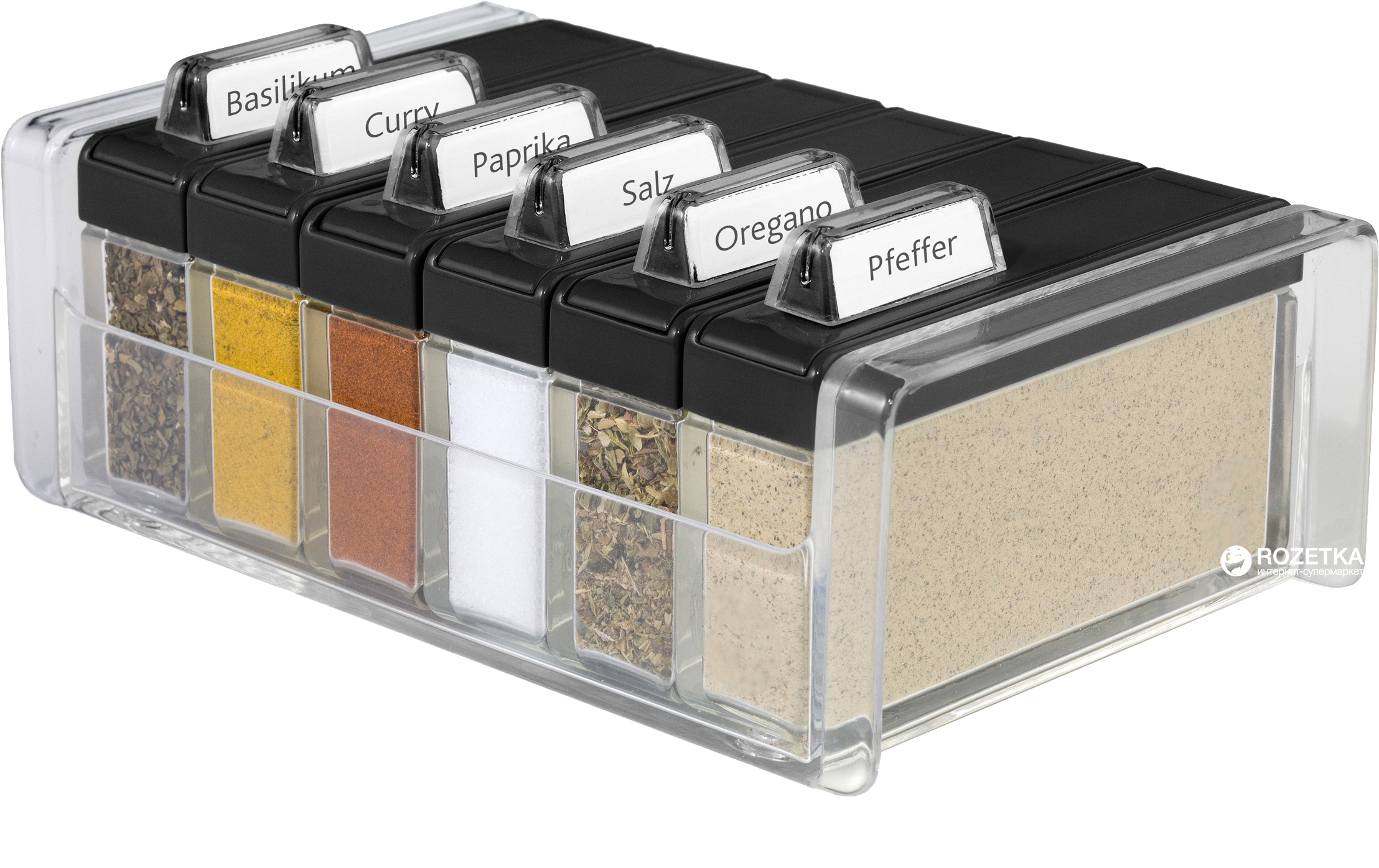 Органайзер для специй Emsa Spice Box 6 отделений Прозрачный с черным ...