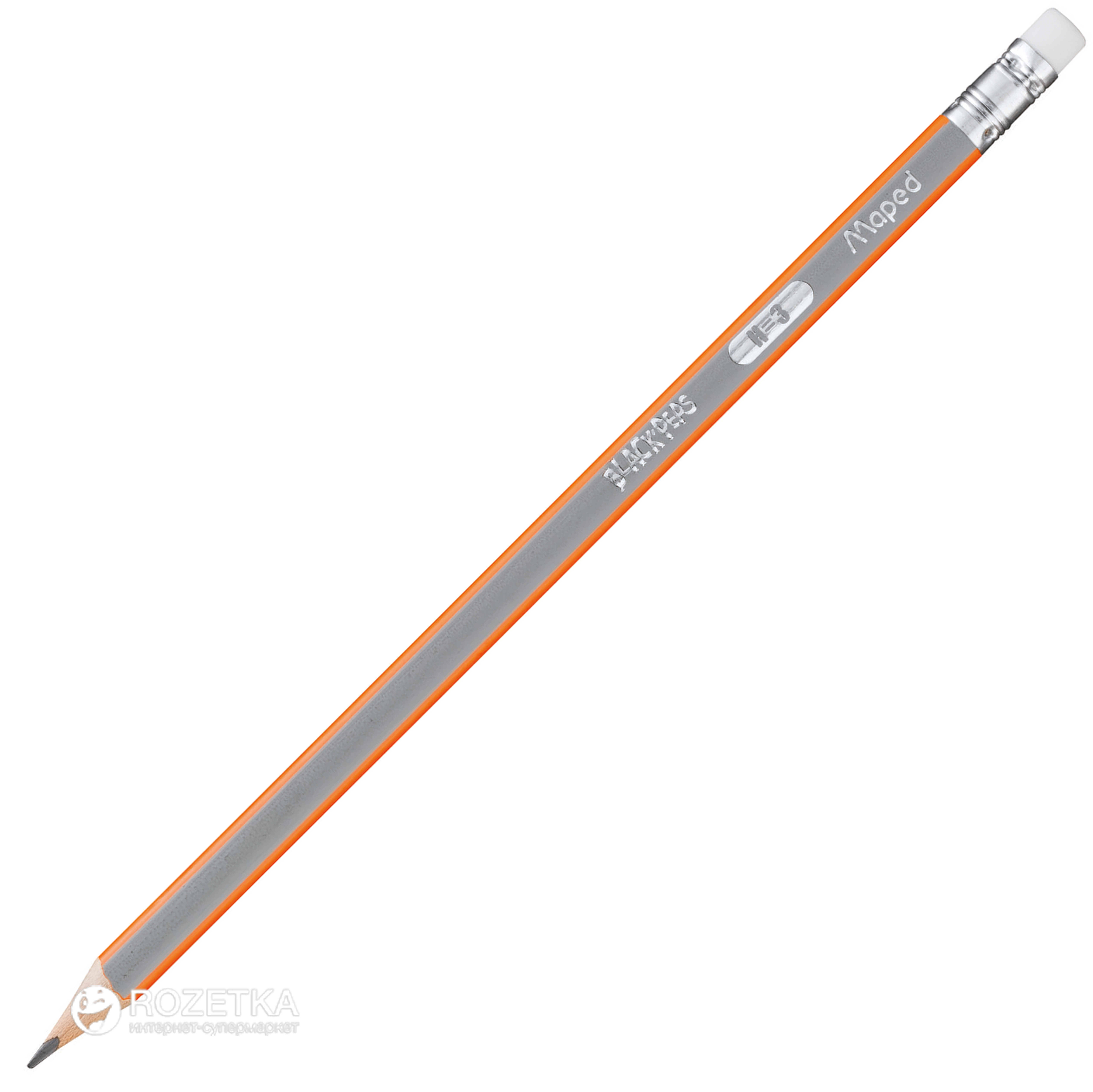

Набор карандашей графитовых 12 шт Maped Black Peps H с ластиком Серо-оранжевый (MP.851725)