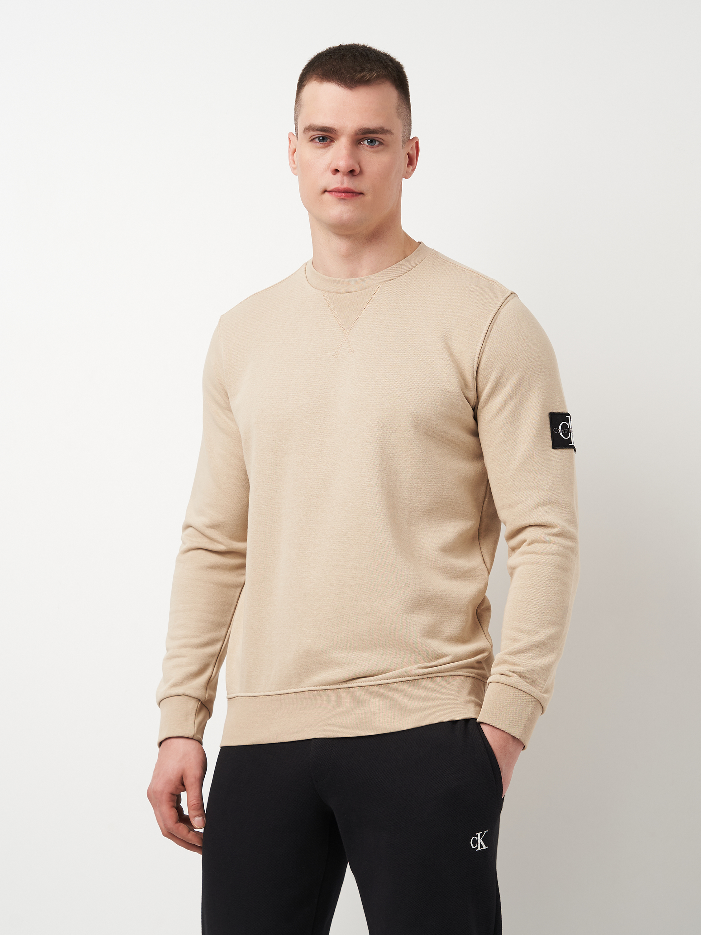 Акція на Світшот чоловічий Calvin Klein Jeans 11430.5 S Бежевий від Rozetka