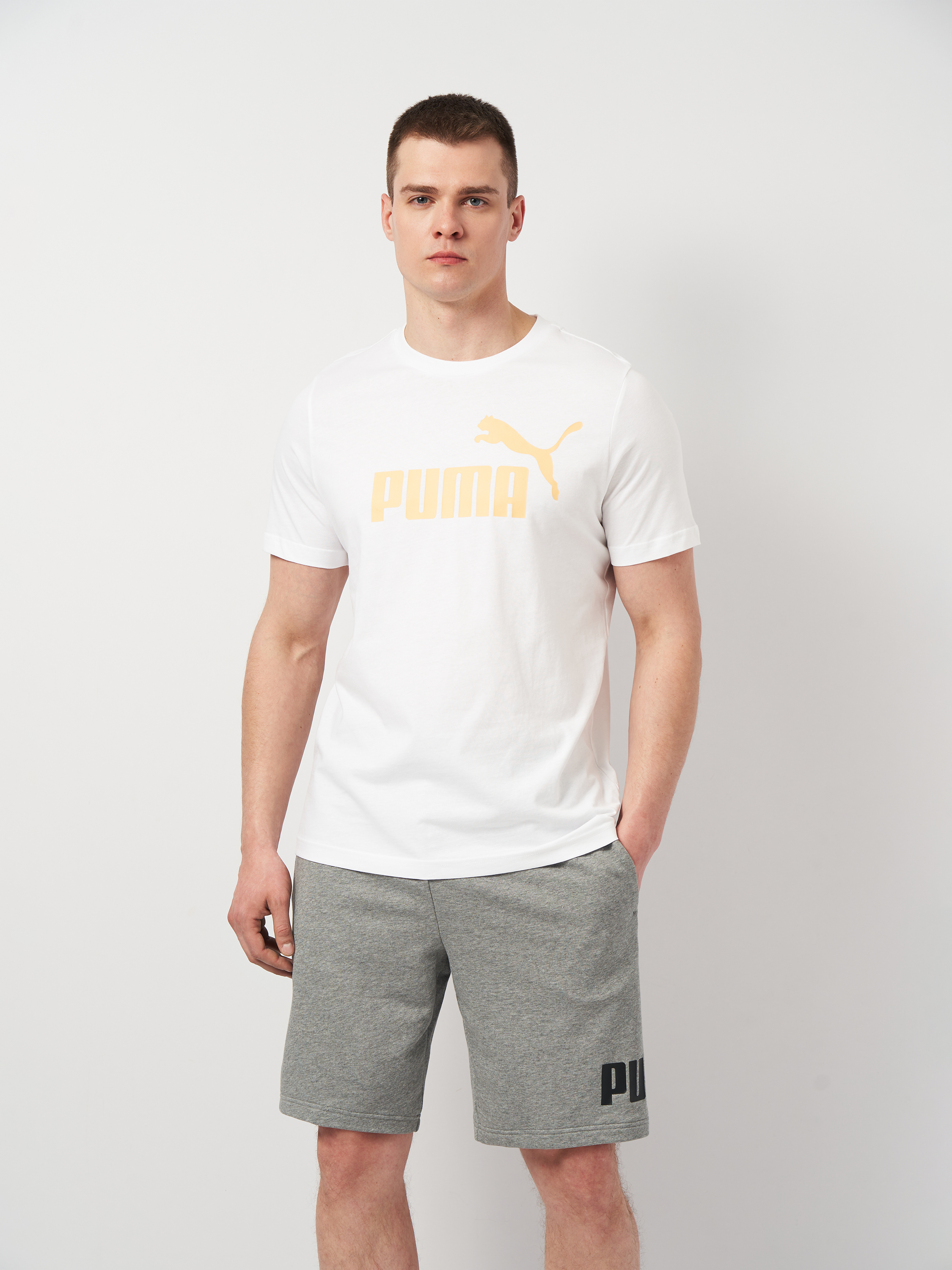 Акція на Футболка бавовняна довга чоловіча Puma Ess No. 1 Logo Tee (S) 68253302 2XL White з принтом від Rozetka