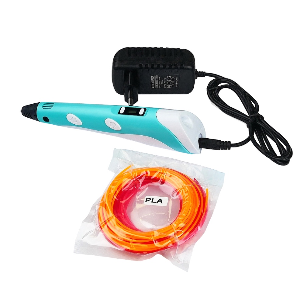 

3D ручка 3D Pen V2/D2 с LCD дисплеем 12B/2А голубая
