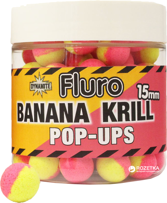 

Бойлы Dynamite Baits Two Tone Banana & Krill Fluro Pop-Ups 15 мм 100 г (DY605)