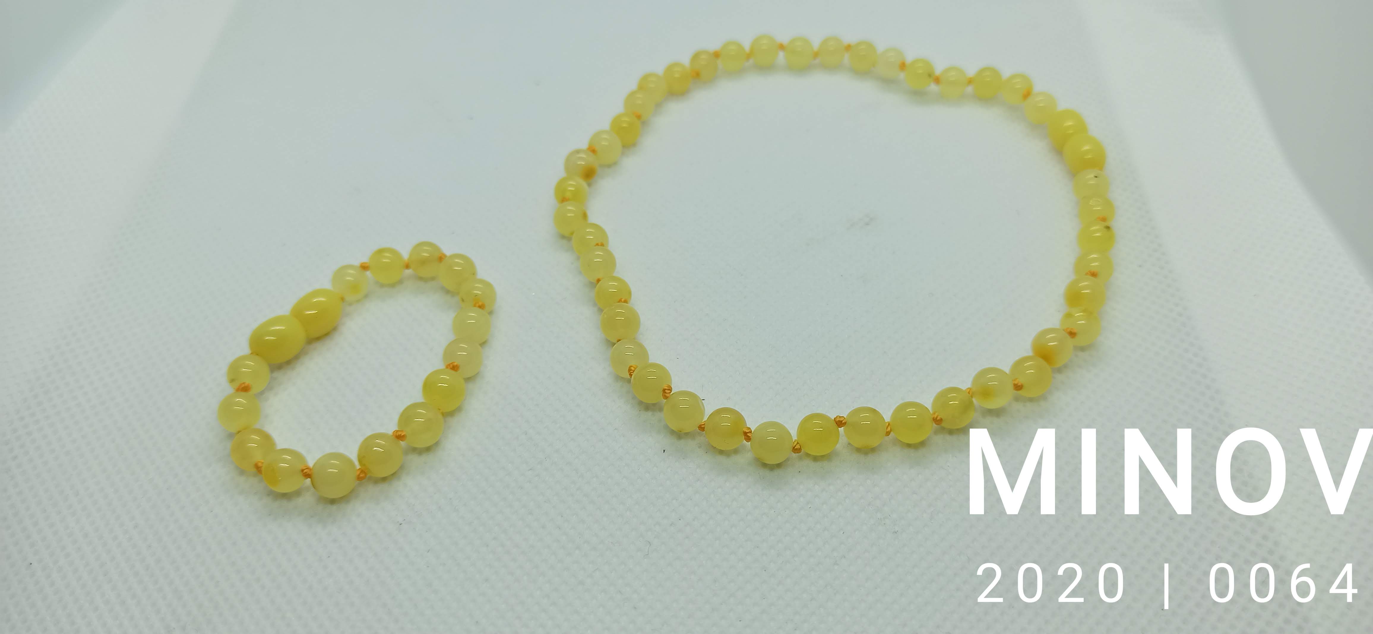 

Комплект MINOV 0064 Бусы браслет из янтаря для детей Лечебные Медовый оттенок