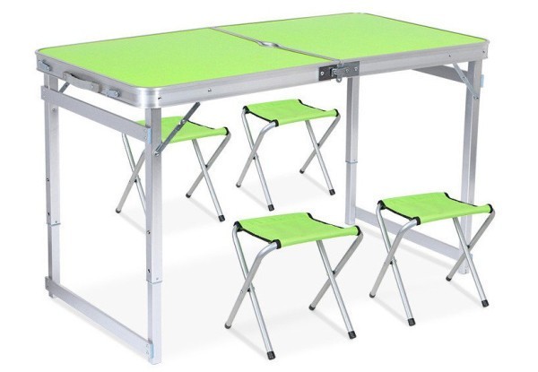 

Раскладной стол чемодан Folding Table Усиленный для пикника со стульями Зеленый