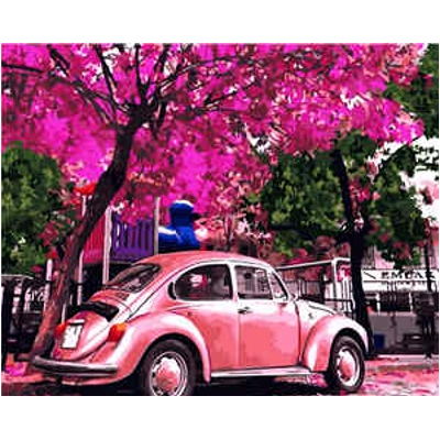 

Набір для розпису за номерами Strateg VA-1975 Рожевий Volkswagen Beetle 40х50 см (VA-1975-mt)