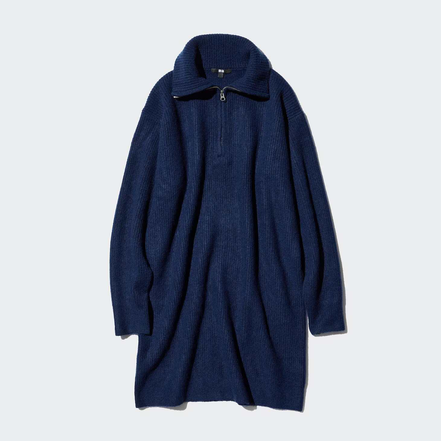 Акція на Сукня в'язана коротка зимова жіноча Uniqlo 983864071 XL Синя від Rozetka