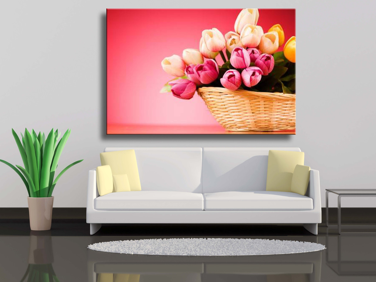 

Картина на холсте Корзина тюльпанов 90х60