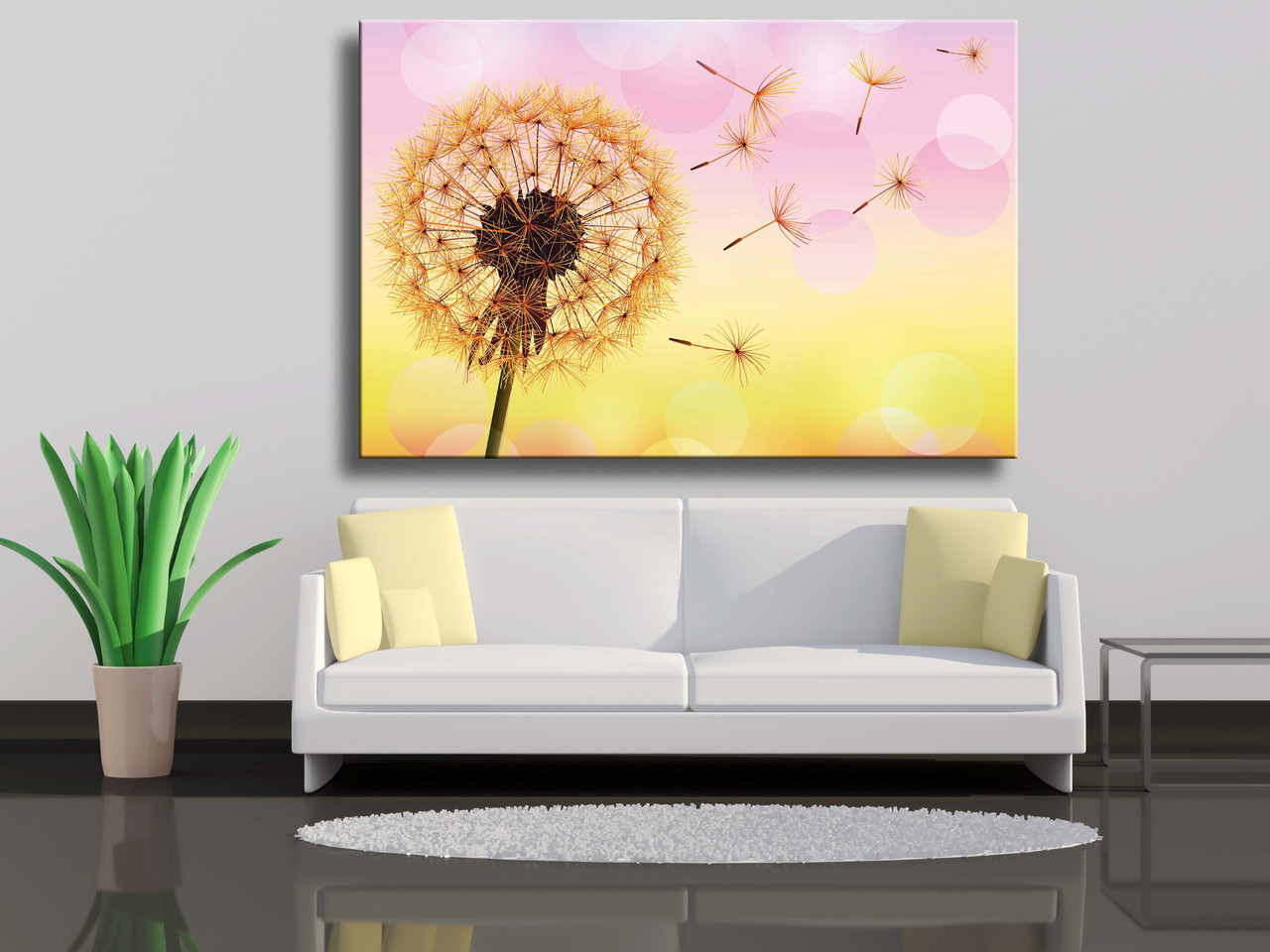

Картина на холсте Одуванчик на фоне заката 90х60