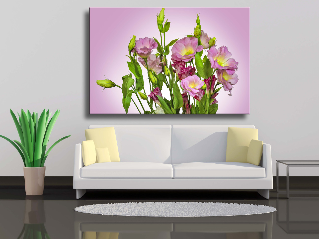

Картина на холсте Розовая Альстромерия на фиолетовом фоне 75х50