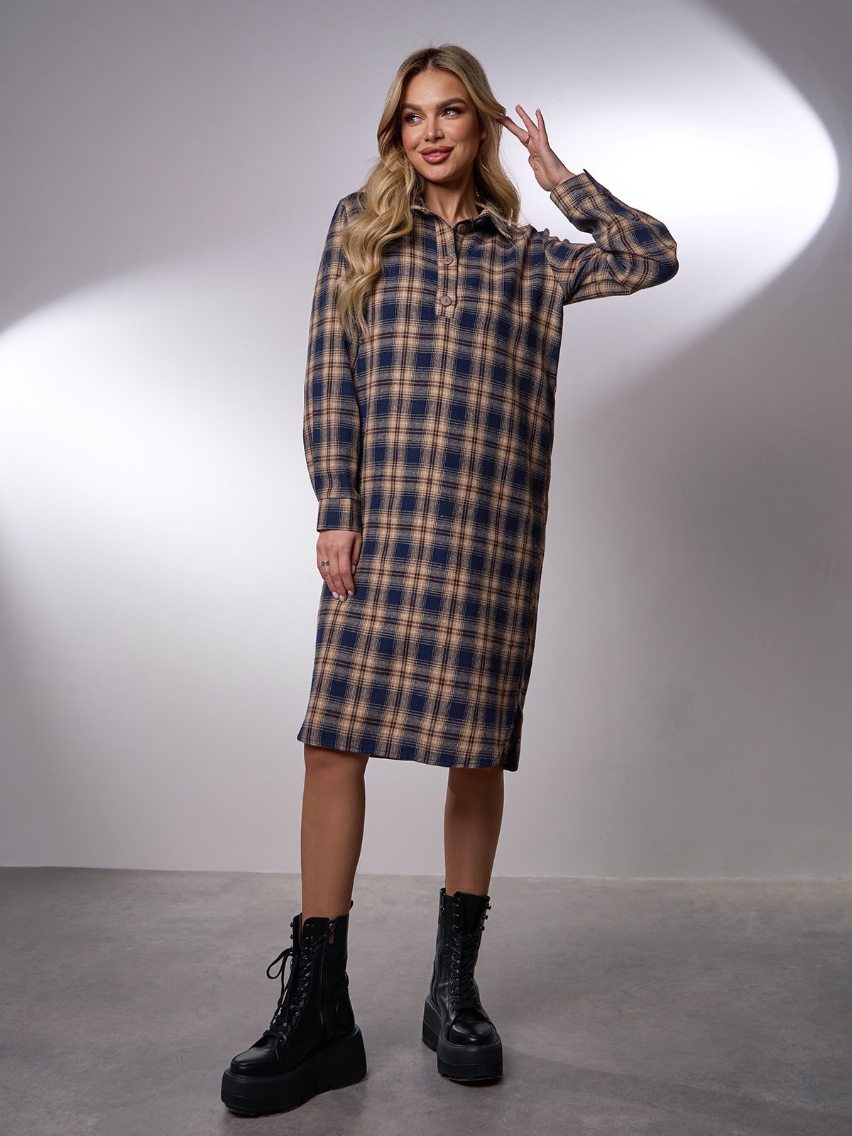 Сукня-сорочка міді осіння жіноча ISSA PLUS 14946A XL Мультиколор від Rozetka на платформі USKIDKA Акція на Сукня-сорочка міді осіння жіноча ISSA PLUS 14946A XL Мультиколор від Rozetka