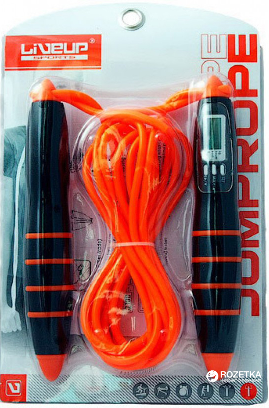 Акция на Скакалка с электронным счетчиком LiveUp Pvc Cable Jumprope 275 см Orange (LS3128) от Rozetka UA